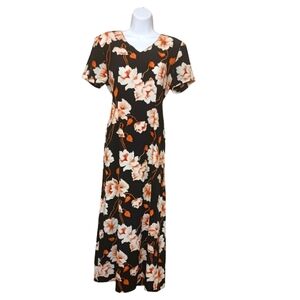 INDULGENCE  Short Sleeve Floral Print Maxi Dress